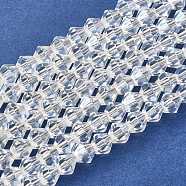 Electroplate Glass Beads Strands, Faceted, Bicone, Clear, 6mm, Hole: 1mm, about 46pcs/strand, 10.63 inch(GB6mm1Y-B)