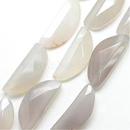 Natural Agate Beads Strand, Faceted, Dyed, Moon, WhiteSmoke, 40~42x17.5~18.5x9~12.5mm, Hole: 2.5mm, about 10pcs/strand, 17.1 inch(G-S232-03)