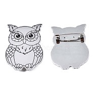 201 Stainless Steel Owl Lapel Pin, Animal Badge for Backpack Clothes, Nickel Free & Lead Free, Stainless Steel Color, 45x32x7mm, Pin: 0.7mm(JEWB-N007-120P)