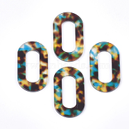 Cellulose Acetate(Resin) Linking Rings, Leopard Print, Oval, Colorful, 50x28x2.5mm, Inner Measure: 32x12mm(KY-T011-02B-02)