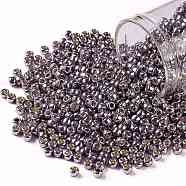 TOHO Round Seed Beads, Japanese Seed Beads, (PF568) PermaFinish Light Amethyst Metallic, 8/0, 3mm, Hole: 1mm, about 1111pcs/50g(SEED-XTR08-PF0568)
