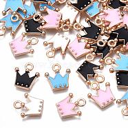 Alloy Charms, with Enamel, Crown, Light Gold, Mixed Color, 11.5x10.5x2mm, Hole: 1.5mm(X-ENAM-S115-063-M)