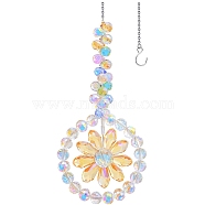 Glass Suncatchers, Flower Hanging Ornaments, Rainbow Maker, for Garden & Home Decoration, PeachPuff, 420mm(PW-WG5E574-01)