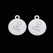 Spray Painted Alloy Pendants, Cadmium Free & Lead Free, Flat Round with Word For Today, White, 17x14x1.5mm, Hole: 1.8mm(PALLOY-Q433-030J-RS)