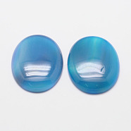 Dyed Oval Natural Blue Agate Cabochons, 18x13x6mm(X-G-K020-18x13mm-08)