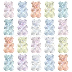 100Pcs Transparent Acrylic Beads, with Glitter Powder, Bear, Mixed Color, 18.5x12x7.5mm, Hole: 1.6mm(OACR-CJ0001-28)
