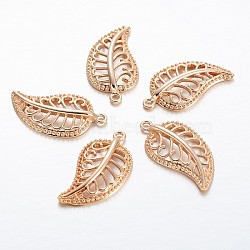 Light Gold Leaf Brass Pendants(KK-M191-07)