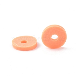Handmade Polymer Clay Beads, Disc/Flat Round, Heishi Beads, Tomato, 8x0.5~1mm, Hole: 2mm, about 13000pcs/1000g(CLAY-R067-8.0mm-B19)