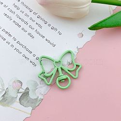 Bowknot Baking Painted Alloy Swivel Keychain Clasps, Keychain Clasp Findings, Aquamarine, 39x33mm(PURS-PW0011-04H)
