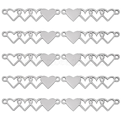 10Pcs Stainless Steel Connector Charms, 4 Hearts Links, Stainless Steel Color, 40x8.5mm, Hole: 1.5mm(STAS-SZ0003-17D)