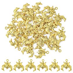 Tibetan Style Alloy Pendants, Lead Free & Cadmium Free, Bat, Antique Golden, 19.5x17x2.5mm, Hole: 1.8mm(TIBE-YW0001-02AG)