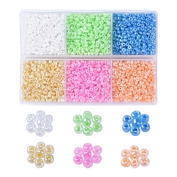 4602Pcs 6 Colors Glass Seed Beads, Ceylon, Round, Mixed Color, 2mm, Hole: 1mm, 767pcs/color(SEED-YW0002-01)