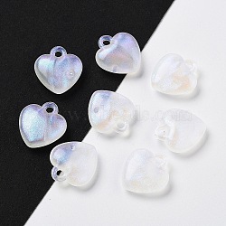 Opaque Acrylic Beads, AB Color Plated, Heart, White, 17x16x5.5mm, Hole: 2mm(OACR-Q196-06B)