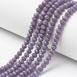 Opaque Solid Color Glass Beads Strands, Faceted, Rondelle, Medium Purple, 3x2mm, Hole: 0.8mm, about 165~169pcs/strand, 15~16 inch(38~40cm)(EGLA-A034-P2mm-D11)
