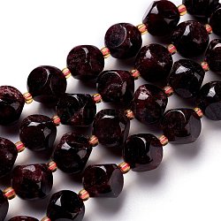 Natural Garnet Beads Strand, with Seed Beads, Six Sided Celestial Dice, 11.5~12.5x11.5~12.5x11.5~12.5mm, Hole: 0.5mm, about 28pcs/strand, 15.75''(40cm)(G-M367-24B)