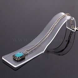 Acrylic Pendnat Necklace Jewelry Display Stands, Clear, 8x4x4.6cm(PW-WG29580-03)