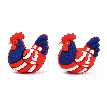 Silicone Beads, Focal Beads, Independence Day Theme, Red, Chick, 26x27x16.5mm, Hole: 2mm