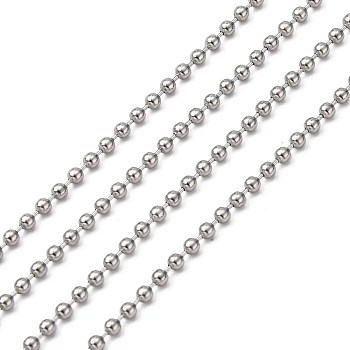 304 Stainless Steel Ball Beaded Chains, Soldered, Decorative Chain, Stainless Steel Color, 2.5mm