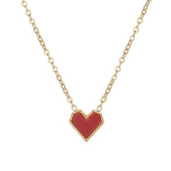 Stainless Steel Heart Pendant Necklaces, Real 18K Gold Plated, 15.75 inch(40cm)
