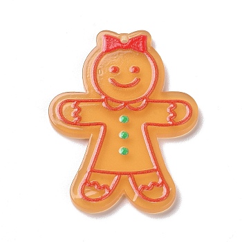 Printed Acrylic Pendants, for Christmas, Gingerbread Man Pattern, 39.5x30x2mm, Hole: 1.6mm