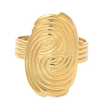 Ion Plating(IP) 304 Stainless Steel Vortex Open Cuff Ring for Women, Real 18K Gold Plated, Inner Diameter: 18mm
