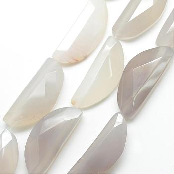 Natural Agate Beads Strand, Faceted, Dyed, Moon, WhiteSmoke, 40~42x17.5~18.5x9~12.5mm, Hole: 2.5mm, about 10pcs/strand, 17.1 inch
