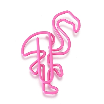 Flamingo Shape Iron Paperclips, Cute Paper Clips, Funny Bookmark Marking Clips, Pink, 41x26x3mm