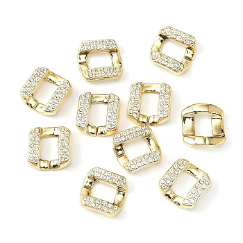 Acrylic Rhinestone Link Rings, Quick Link Connector, Square, for Jewelry Curb Chain Making, Crystal, 24x25x3mm
