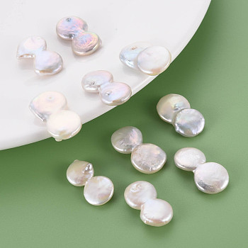 Natural Keshi Pearl Beads, Cultured Freshwater Pearl, No Hole/Undrilled, 8 Shape, Seashell Color, 22~27x12~15x4~6mm