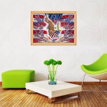 DIY American Independence Day Theme Diamond Painting Kits, Including 1Pcs Canvas Cloth, 22 Bags Resin Rhinestones, 1Pc Diamond Sticky Pen, 1Pc Tray Plate, Colorful