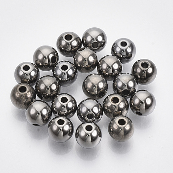 CCB Plastic Beads, for DIY Jewelry Making, Round, Gunmetal, 8x7mm, Hole: 1.6mm, about 1900pcs/500g.