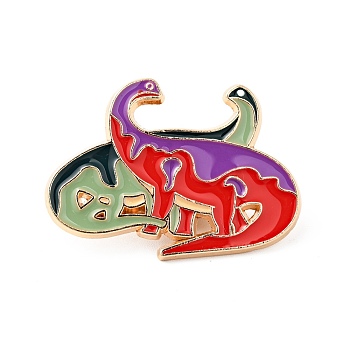 Dinosaur Enamel Pin, Light Gold Plated Alloy Badge for Backpack Clothes, Colorful, 26x35.5x1.5mm