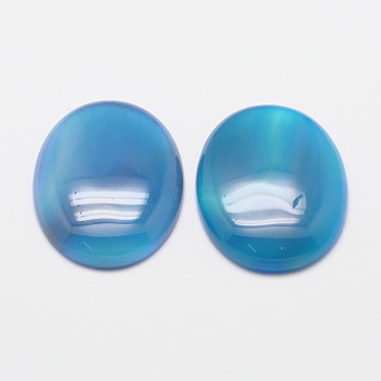 Dyed Oval Natural Blue Agate Cabochons, 18x13x6mm