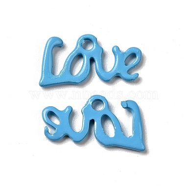 Deep Sky Blue Word 201 Stainless Steel Charms