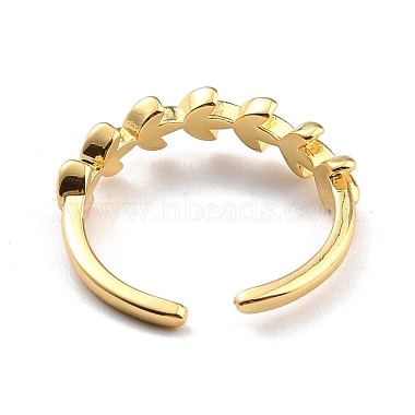 Brass Leaf Wrapped Open Cuff Ring for Women(RJEW-C018-22G)-3
