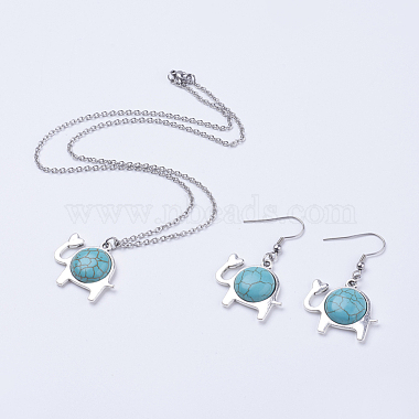 Turquoise Synthetic Turquoise Earrings & Necklaces