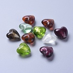 Handmade Silver Foil Glass Beads, for Mother's Day Gift Making, Heart, Mixed Color, 20~21x19~21x10.5~13mm, Hole: 1~2mm(SLH20MMY-1)