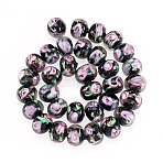 1 Strand Handmade Lampwork Inner Flower Rondelle Beads Strands, with Gold Powder, Black, 8~10x10~11mm, Hole: 0.9~1.4mm, about 35pcs/strand, 10.83~11.42''(27.5~29cm)(LAMP-TA0002-72A)