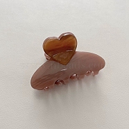 Heart Cellulose Acetate(Resin) Claw Hair Clips, for Women Girls, Saddle Brown, 58x35mm(PW-WG13466-03)