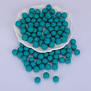 Round Silicone Focal Beads, Chewing Beads For Teethers, DIY Nursing Necklaces Making, Teal, 15mm, Hole: 2mm(SI-JX0046A-28)