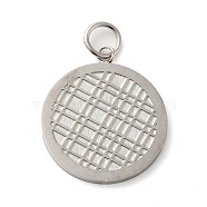 304 Stainless Steel Pendants, with Jump Ring, Flat Round, Stainless Steel Color, Tartan, 28.5x24.5x2mm, Hole: 5.5mm(STAS-C086-05B-P)