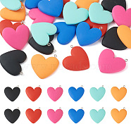 24Pcs 6 Colors Opaque Resin Pendants, Love Heart Charms, with Platinum Tone Iron Loops for DIY Necklace, Mixed Color, 36x36x5.5mm, Hole: 2mm, 4pcs/color(CRES-TA0001-20)