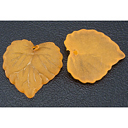 Transparent Acrylic Pendants, Frosted, Leaf, Orange, Dyed, about 16mm long, 15mm wide, 2mm thick, hole: 1.2mm(X-PL591-9)