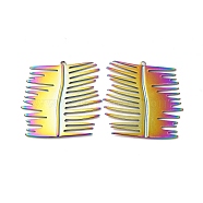 Ion Plating(IP) 304 Stainless Steel Pendants, Rectangle Charm, Rainbow Color, 32x32x1.5mm, Hole: 1.2mm(STAS-I671-30MC)