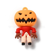Halloween PVC Plastic Cartoon Big Pendants, for DIY Keychain Making, Pumpkin Charm, Red, 56x31x19mm, Hole: 3.2mm(PVC-Q095-01C)