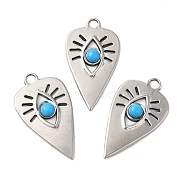 304 Stainless Steel Pendants, Teardrop Charms, with Synthetic Turquoise, Stainless Steel Color, 29x16.5x3.5mm, Hole: 3mm(STAS-R122-06P)