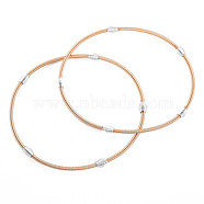 Spring Bracelets, Minimalist Bracelets with Beads, Plated Steel French Wire/Gimp Wire, for Stackable Wearing, Light Gold, 12 Gauge, 2mm, Inner Diameter: 58.5mm(TWIR-T001-01KC-P)