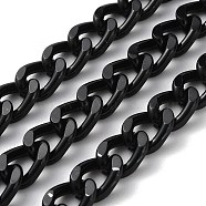 Oxidation Aluminum Diamond Cut Faceted Curb Chains, Twisted Chains, Unwelded, with Spool, Black, 12x8.5x3.5mm, about 82.02 Feet(25m)/Roll(CHA-H001-10EB)