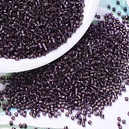 MIYUKI Delica Beads, Cylinder, Japanese Seed Beads, 11/0, (DB0611) Dyed Silver Lined Wine, 1.3x1.6mm, Hole: 0.8mm, about 20000pcs/bag, 100g/bag(SEED-J020-DB0611)