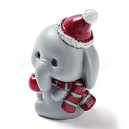 Christmas Animals Resin Sculpture Ornament, for Home Desktop Decorations, Elephant, 39x31x56.5mm(RESI-K025-01G)
